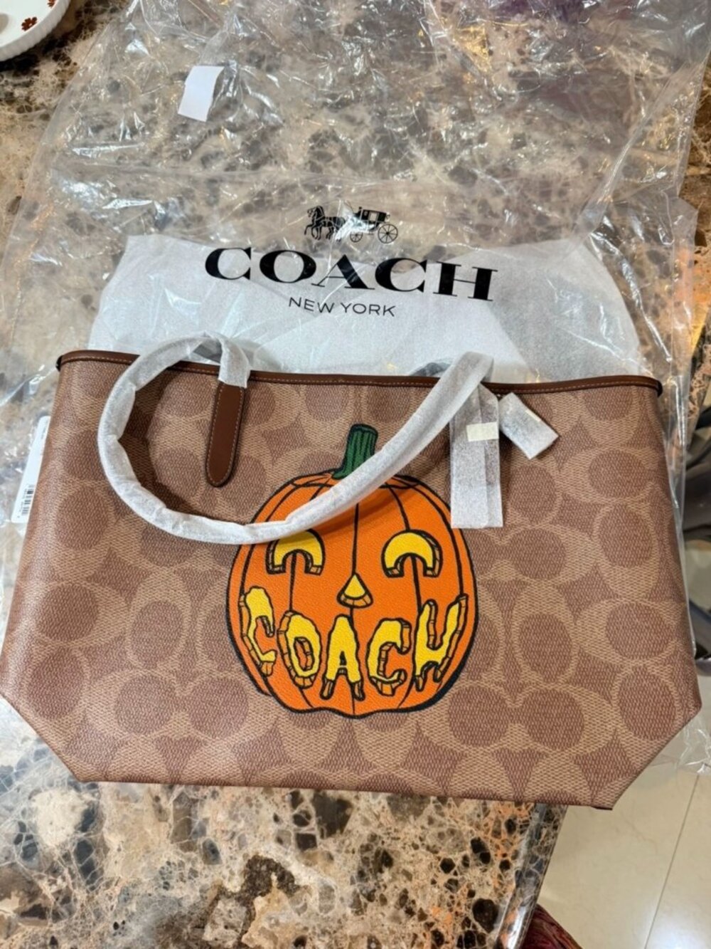 Nwt Coach city tote bag CCE70 Pumpkin Halloween Holidays - Picture 1 of 5
